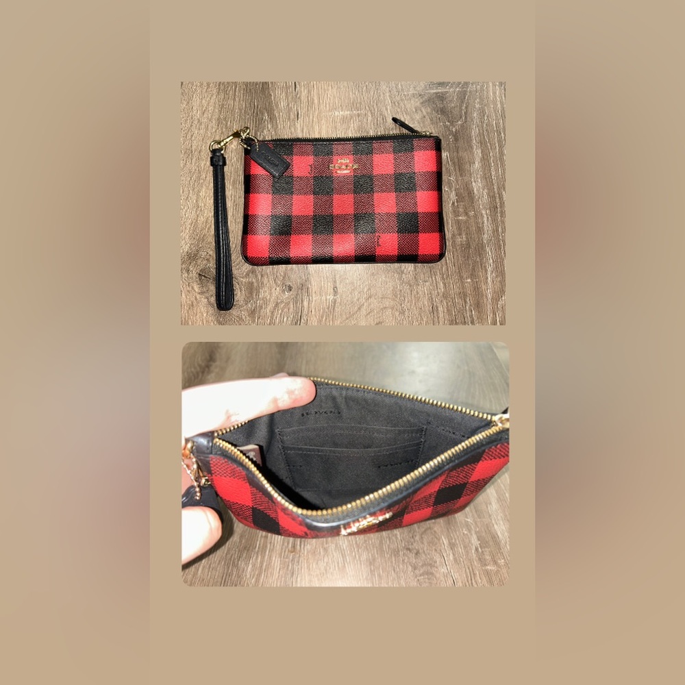 Coach Plaid Wristlet Clutch